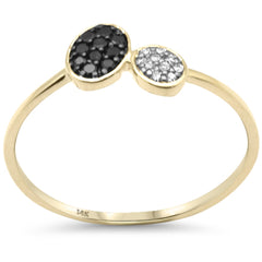.11ct G SI 14K Yellow Gold White & Black Diamond Band Ring Size 6.5
