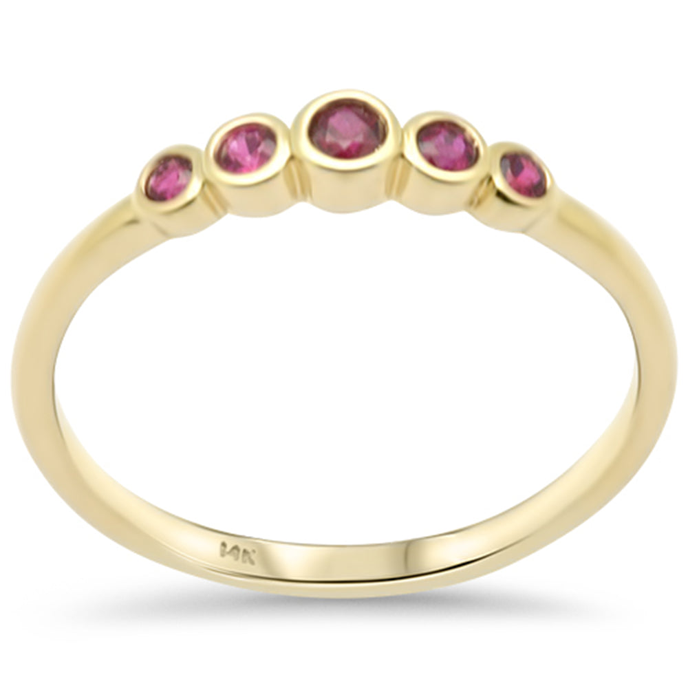 .22ct G SI 14K Yellow Gold Diamond & Ruby Gemstones Band Ring Size 6.5