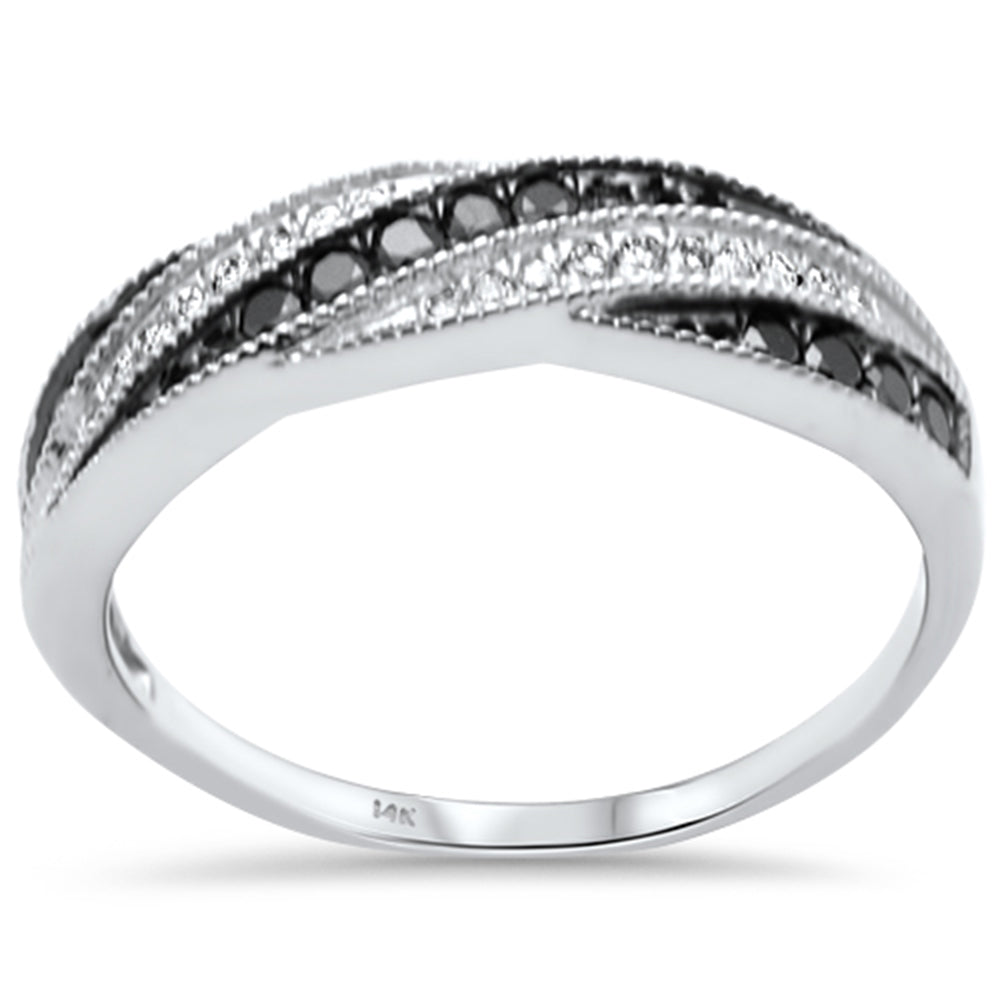 SPECIAL!.30ct G SI 14K White Gold White & Black Diamond Band Ring Size 6.5
