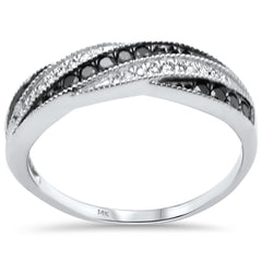 SPECIAL!.30ct G SI 14K White Gold White & Black Diamond Band Ring Size 6.5
