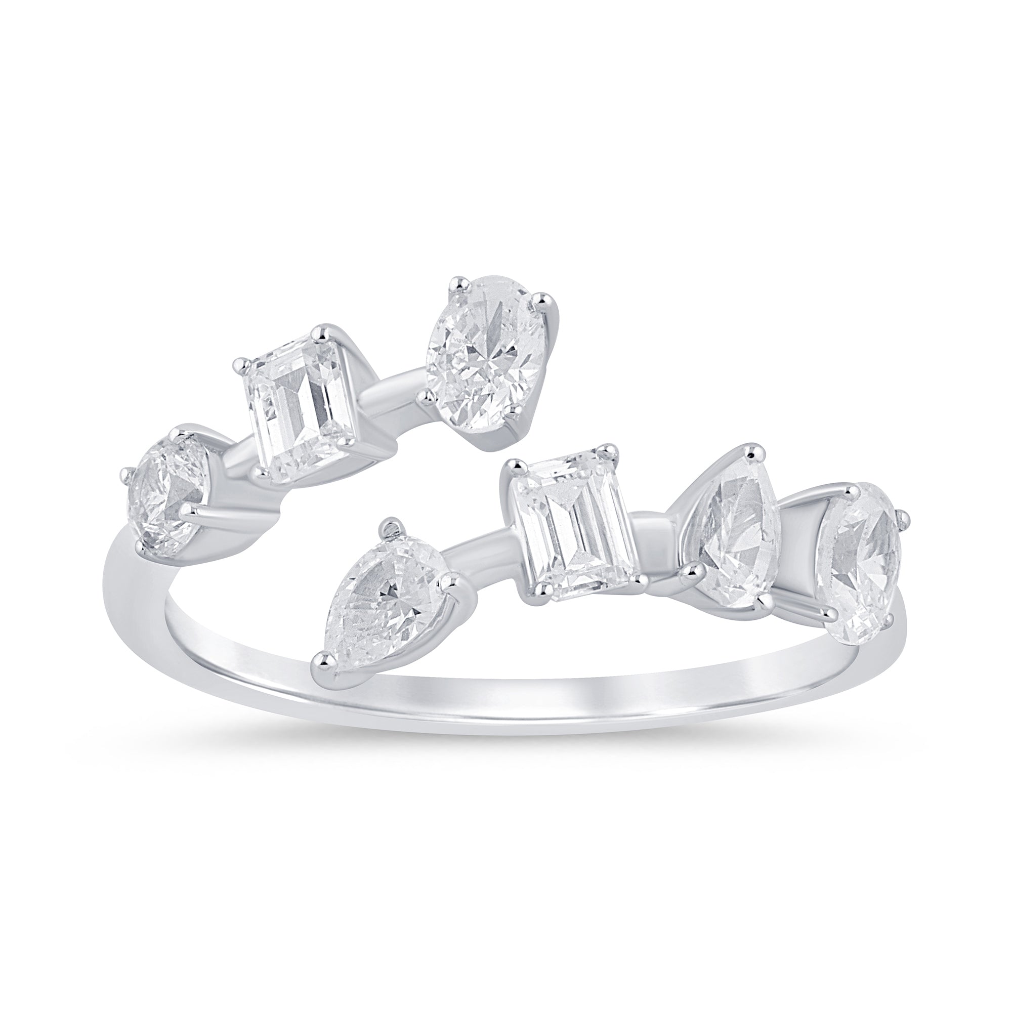 SPECIAL! .76ct G SI 14K White Gold Multi Shape Diamond Open Band Ring Size 6.5