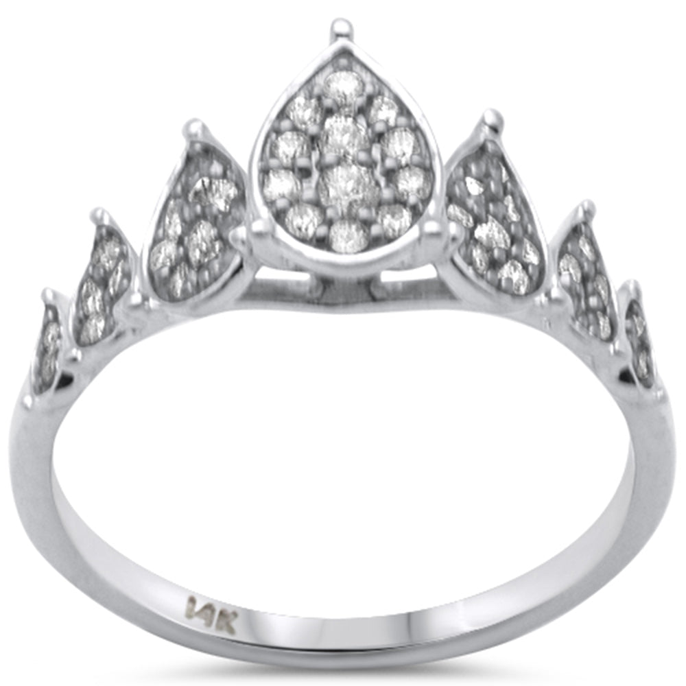 SPECIAL! .33ct G SI 14K White Gold Diamond Pear Shapes Band Ring  Size 6.5