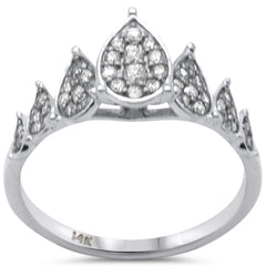 SPECIAL! .33ct G SI 14K White Gold Diamond Pear Shapes Band Ring  Size 6.5