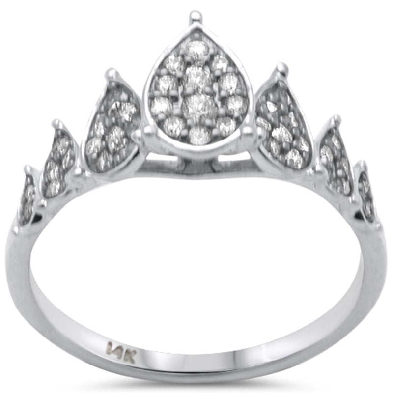 SPECIAL! .33ct G SI 14K White Gold Diamond Pear Shapes Band Ring  Size 6.5