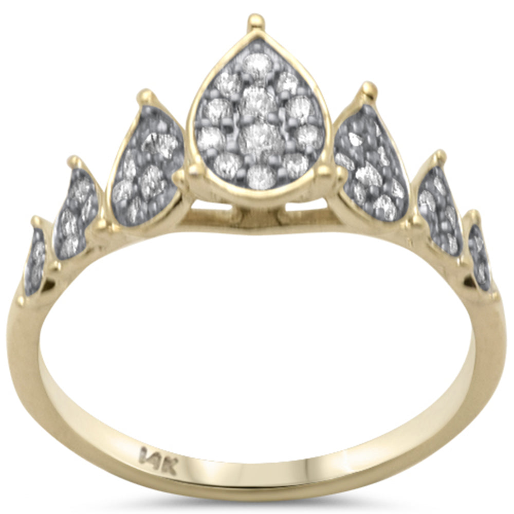 SPECIAL! .31ct G SI 14K Yellow Gold Pear Shaped Diamond Band Ring Size 6.5