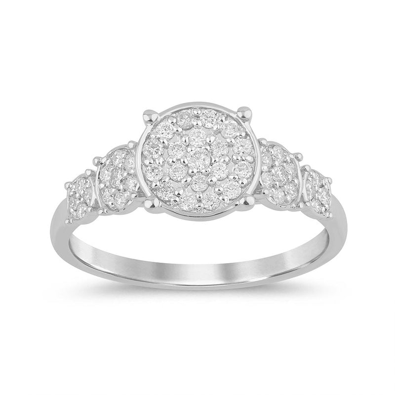 DIAMOND CLOSEOUT!  .31ct G SI 14K White Gold Diamond Round Shapes Band Ring  Size 6.5