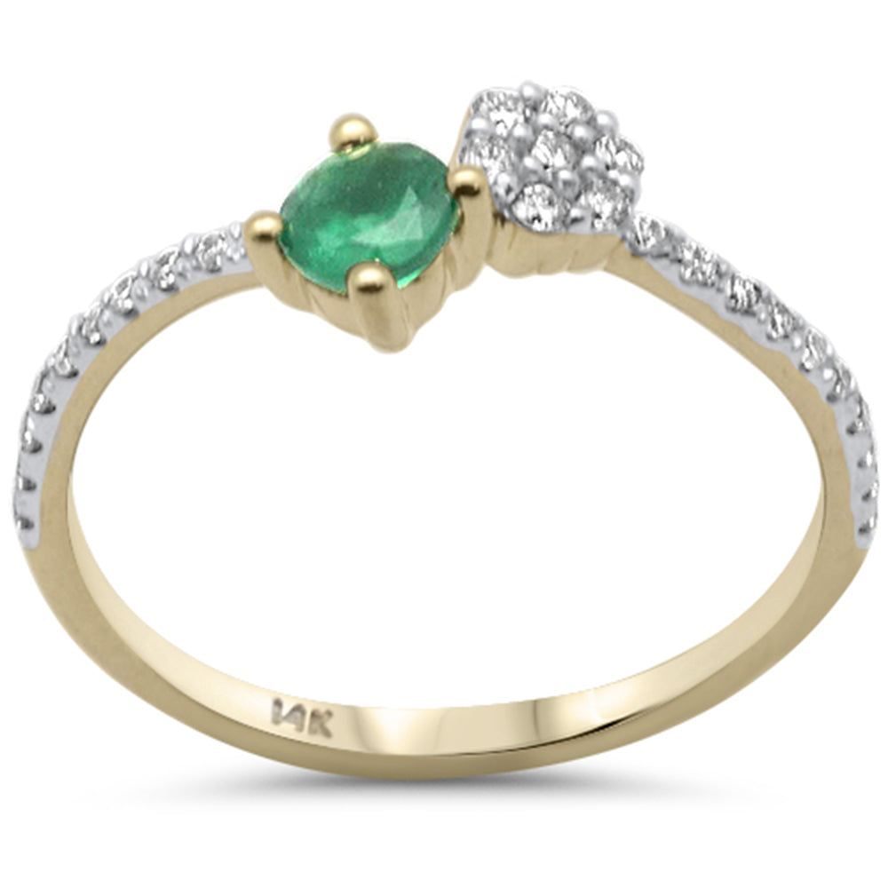 SPECIAL! .44ct G SI 14K Yellow Gold Diamond & Emerald Gemstones Band Ring  Size 6.5