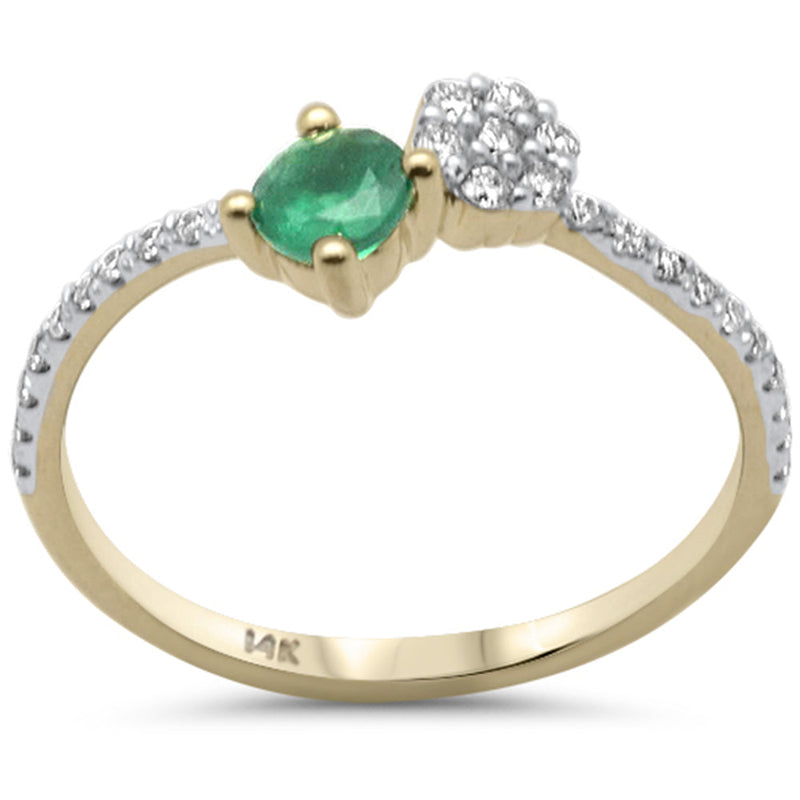 SPECIAL! .44ct G SI 14K Yellow Gold Diamond & Emerald Gemstones Band Ring  Size 6.5