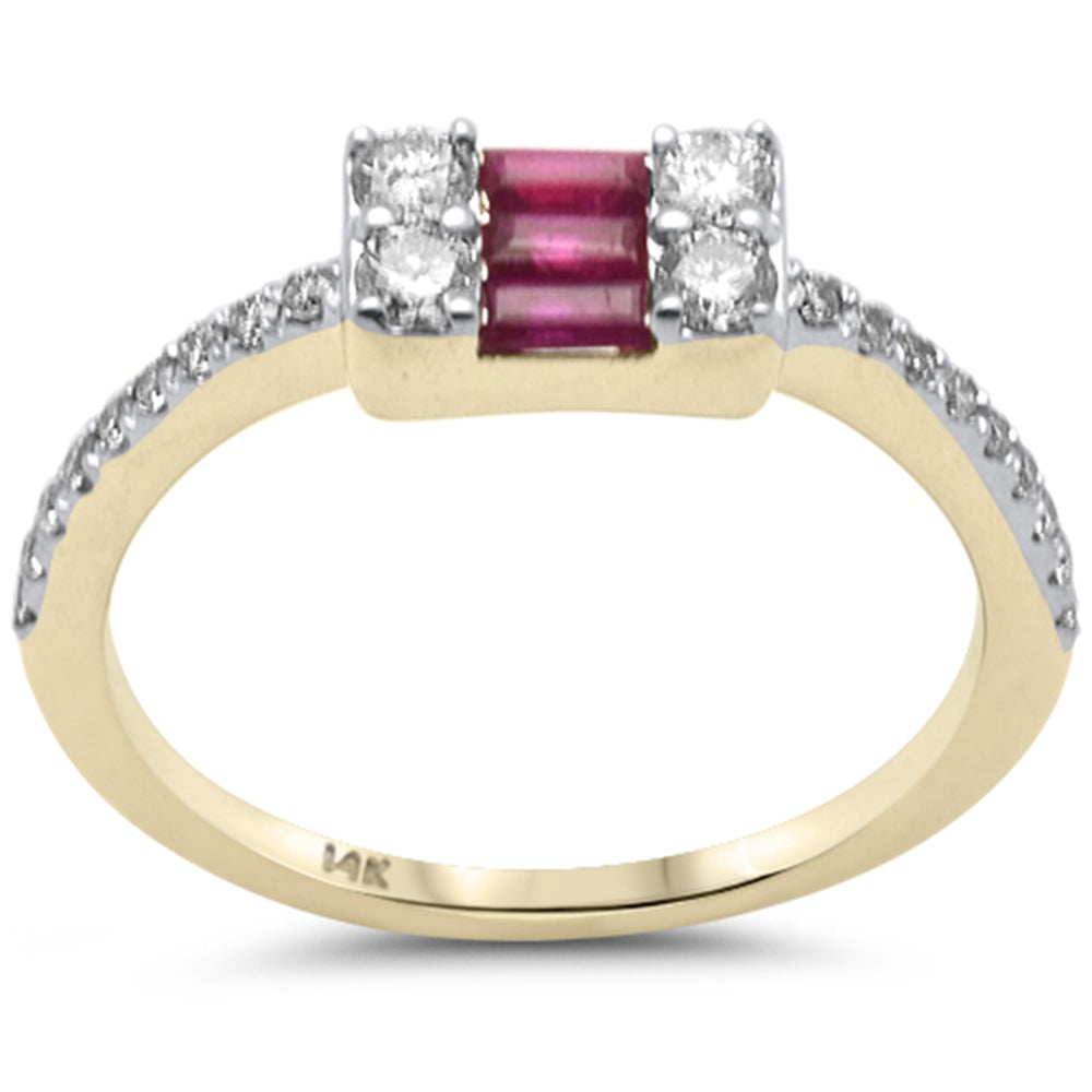 SPECIAL! .63ct G SI 14K Yellow Gold Diamond & Ruby Gemstones Band Ring Size 6.5