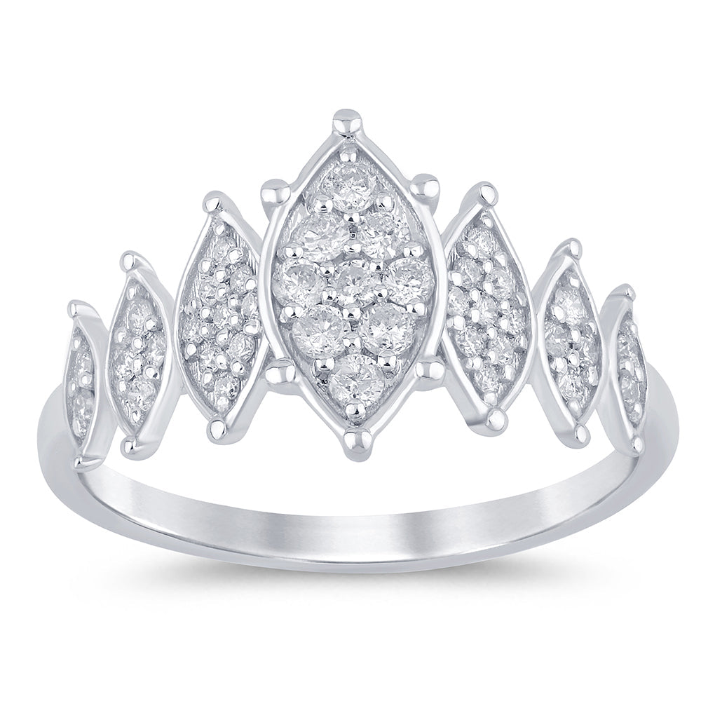 SPECIAL!.31ct G SI 14K White Gold Diamond Marquees Band Ring  Size 6.5