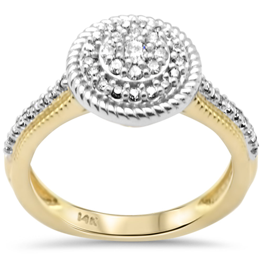 DIAMOND CLOSEOUT!  .36ct G SI 14K Two Tone Gold Diamond Round Beaded Double Halo Band Ring  Size 6.5