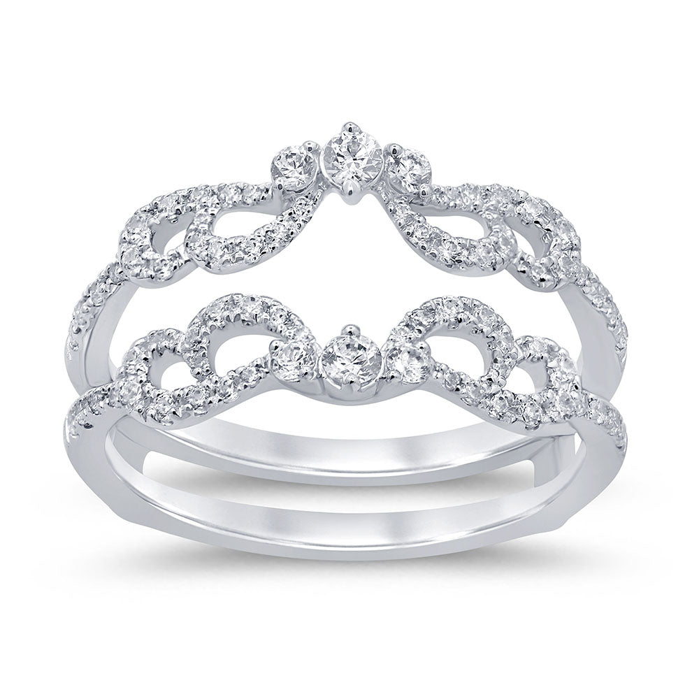 SPECIAL! .51ct G SI 14K White Gold Diamond Double Band Ring Guard Size 6.5