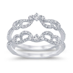 SPECIAL! .51ct G SI 14K White Gold Diamond Double Band Ring Guard Size 6.5