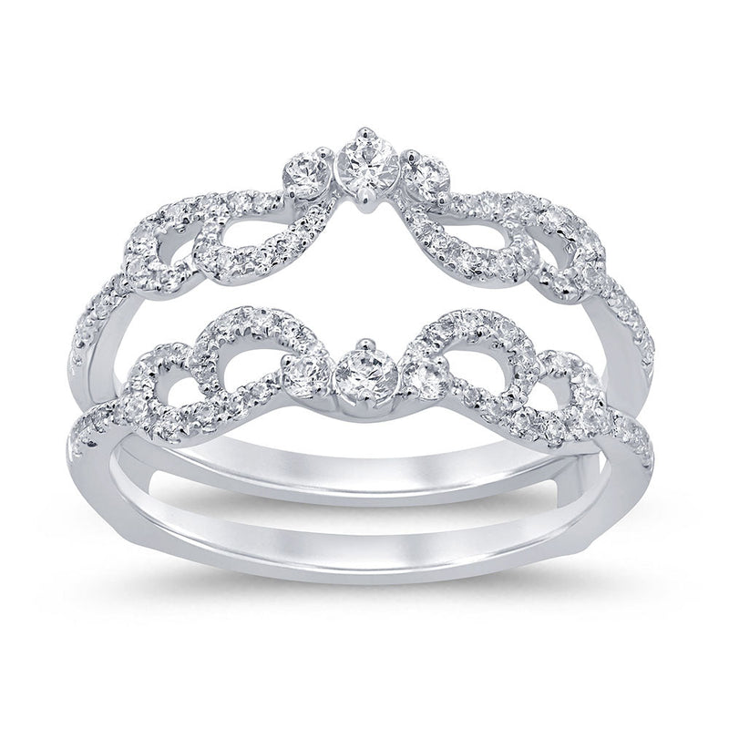 SPECIAL! .51ct G SI 14K White Gold Diamond Double Band Ring Guard Size 6.5