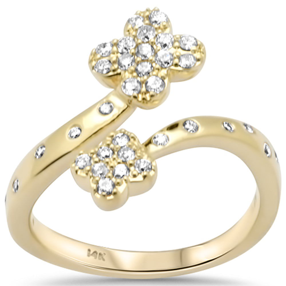 SPECIAL! .41ct G SI 14K Yellow Gold Diamond Wrap Around Flower Band Ring Size 6.5