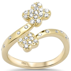 SPECIAL! .41ct G SI 14K Yellow Gold Diamond Wrap Around Flower Band Ring Size 6.5