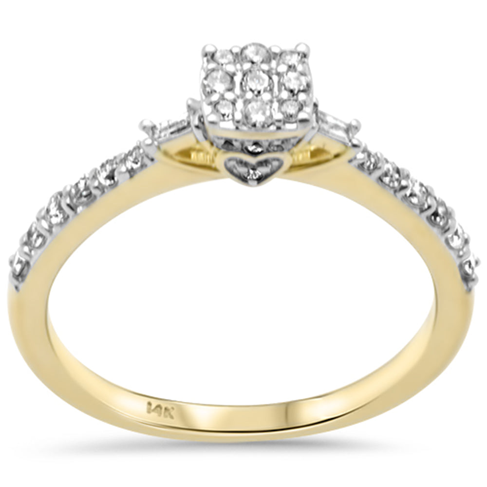 SPECIAL! .38ct G SI 14K Yellow Gold Round & Baguette Diamond Ring Size 6.5