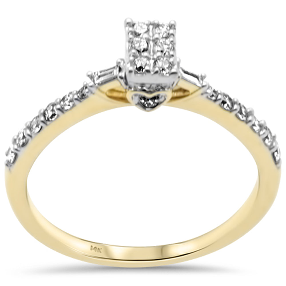 SPECIAL! .38ct G SI 14K Yellow Gold Round & Baguette Diamond Ring Size 6.5