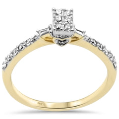 SPECIAL! .38ct G SI 14K Yellow Gold Round & Baguette Diamond Ring Size 6.5