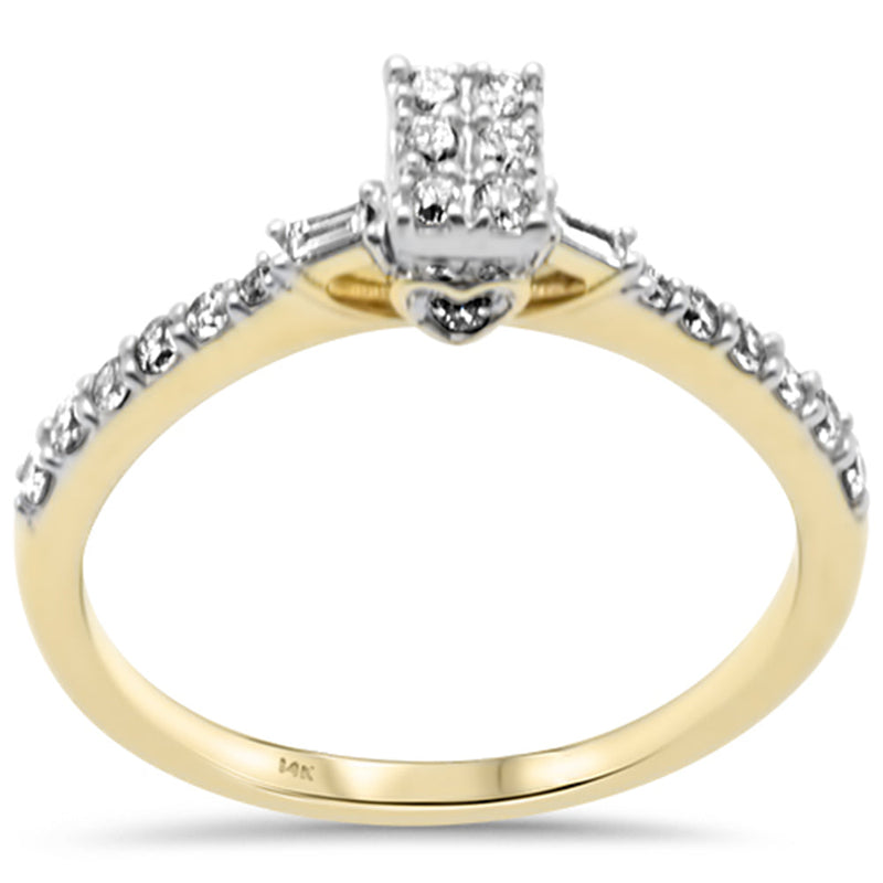 SPECIAL! .38ct G SI 14K Yellow Gold Round & Baguette Diamond Ring Size 6.5