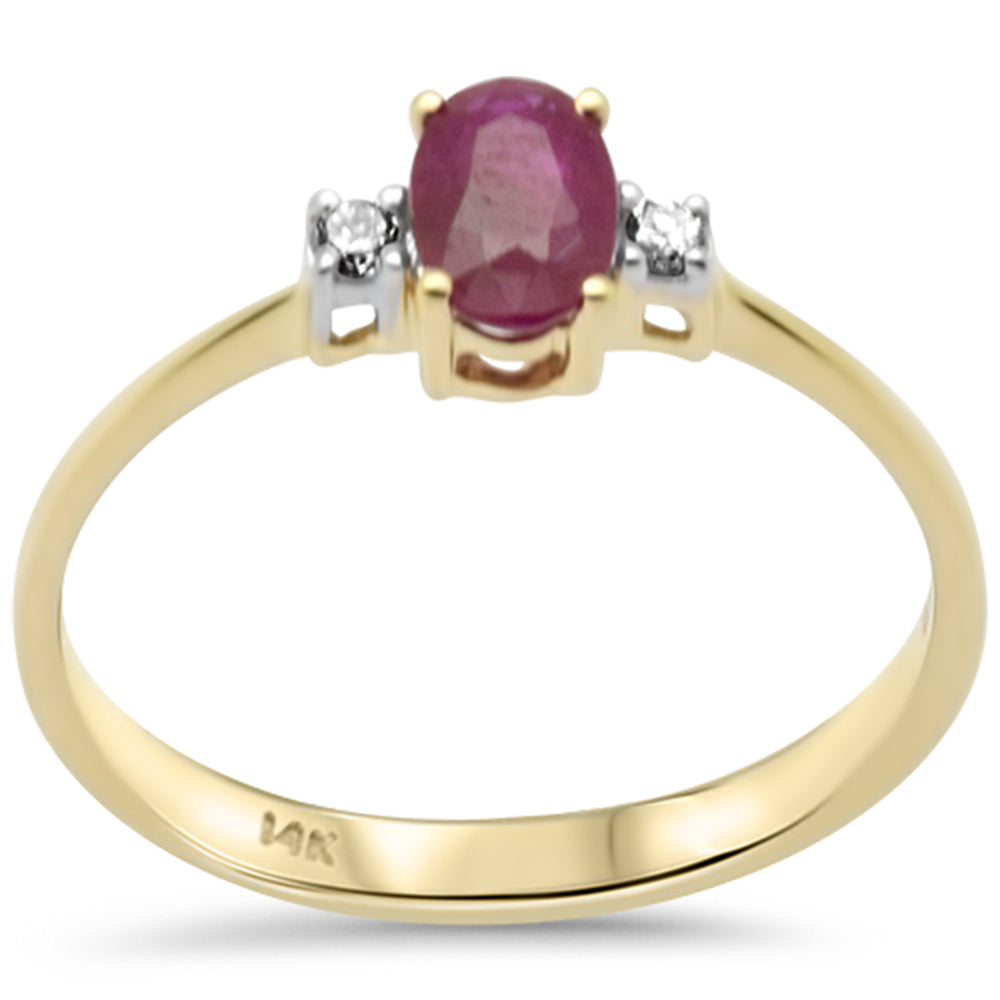 .66ct G SI 14K Yellow Gold Diamond & Ruby Gemstones Ring   Size 6.5
