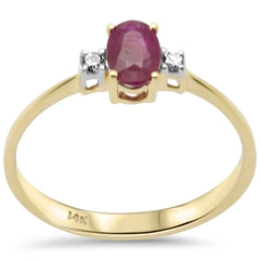 .66ct G SI 14K Yellow Gold Diamond & Ruby Gemstones Ring   Size 6.5