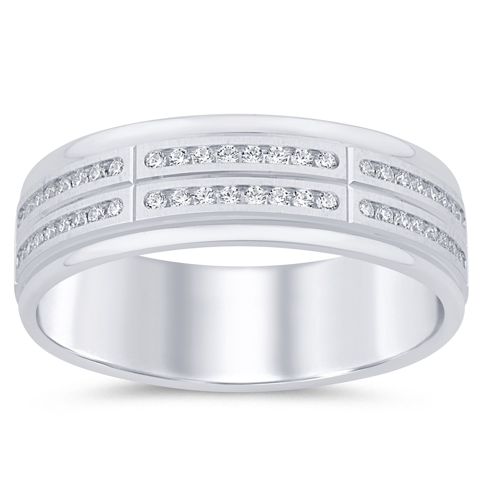SPECIAL!.24ct G SI 14K White Gold Diamond Men's Band Ring  Size 10