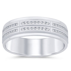 SPECIAL!.24ct G SI 14K White Gold Diamond Men's Band Ring  Size 10