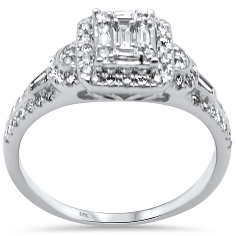 SPECIAL!.49ct G SI 14K White Gold Round & Baguette Diamond Engagement Ring Size 6.5