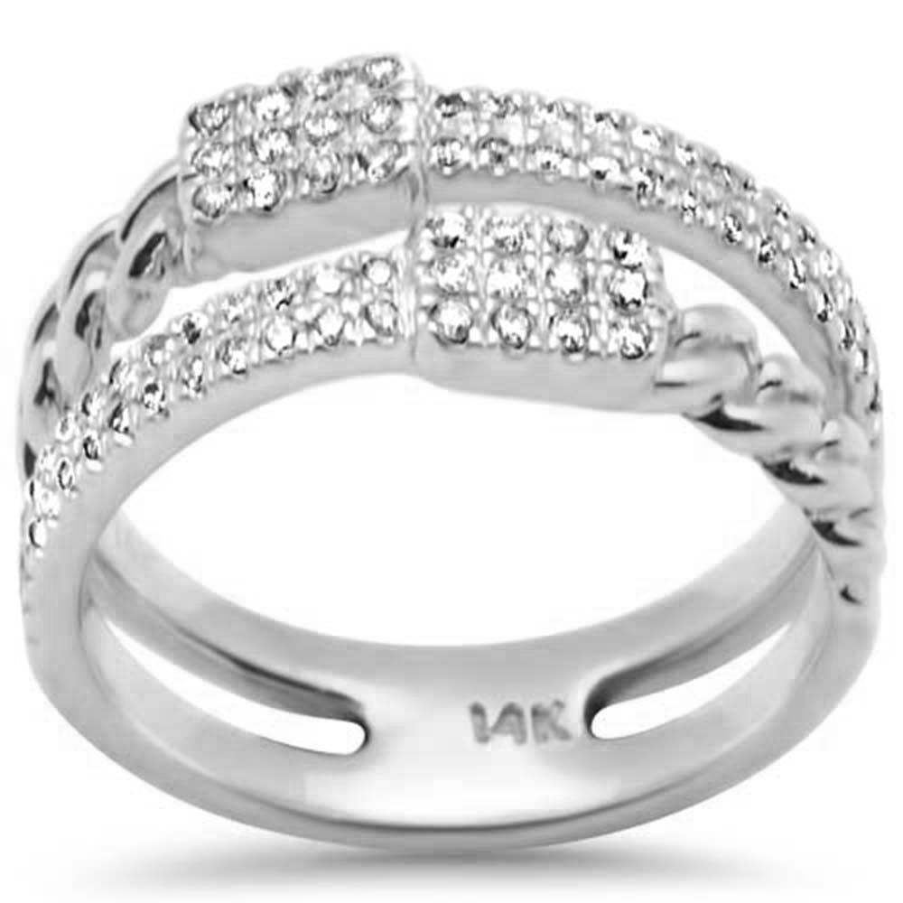 SPECIAL!.40ct G SI 14K White Gold Diamond Double Shank Open Band Ring  Size 6.5