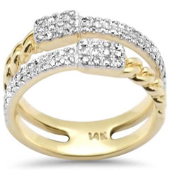 SPECIAL!.42ct G SI 14K Yellow Gold Diamond Double Shank Open Band Ring  Size 6.5