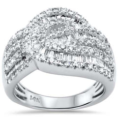 SPECIAL!1.56ct G SI 14K White Gold Round & Baguette Diamond Band Ring Size 6.5
