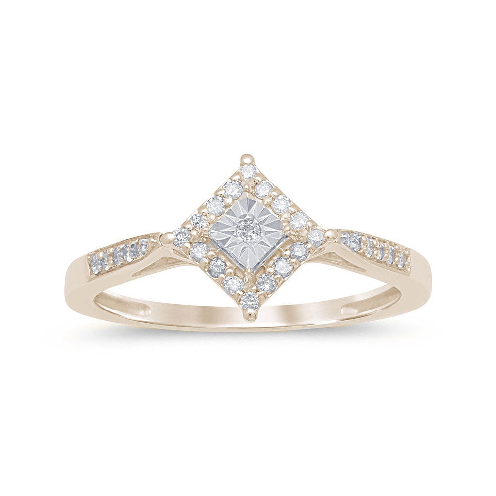 .16ct G SI 14K Yellow Gold Diamond Miracle Illusion Set Engagement Ring  Size 6.5