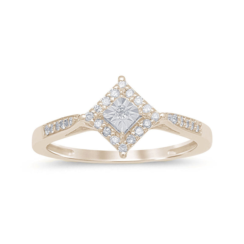 .16ct G SI 14K Yellow Gold Diamond Miracle Illusion Set Engagement Ring  Size 6.5