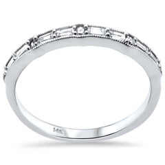 SPECIAL!.24ct G SI 14K White Gold Round & Baguette Diamond Band Ring Size 6.5