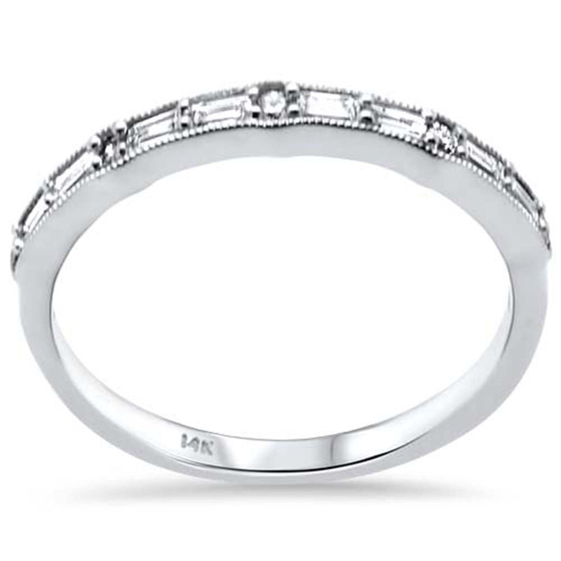 SPECIAL!.24ct G SI 14K White Gold Round & Baguette Diamond Band Ring Size 6.5