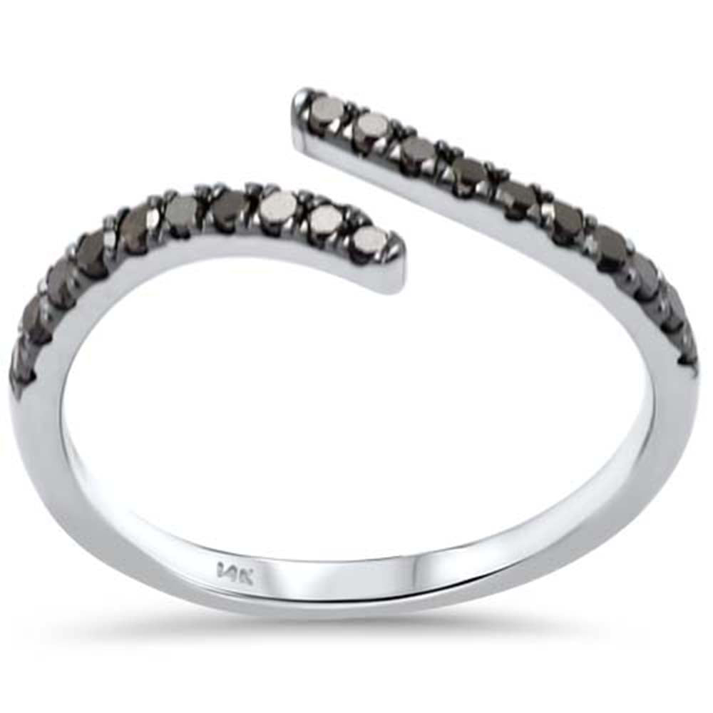 .33ct G SI 14K White Gold Black Diamond Band Ring  Size 7