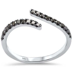 .33ct G SI 14K White Gold Black Diamond Band Ring  Size 7