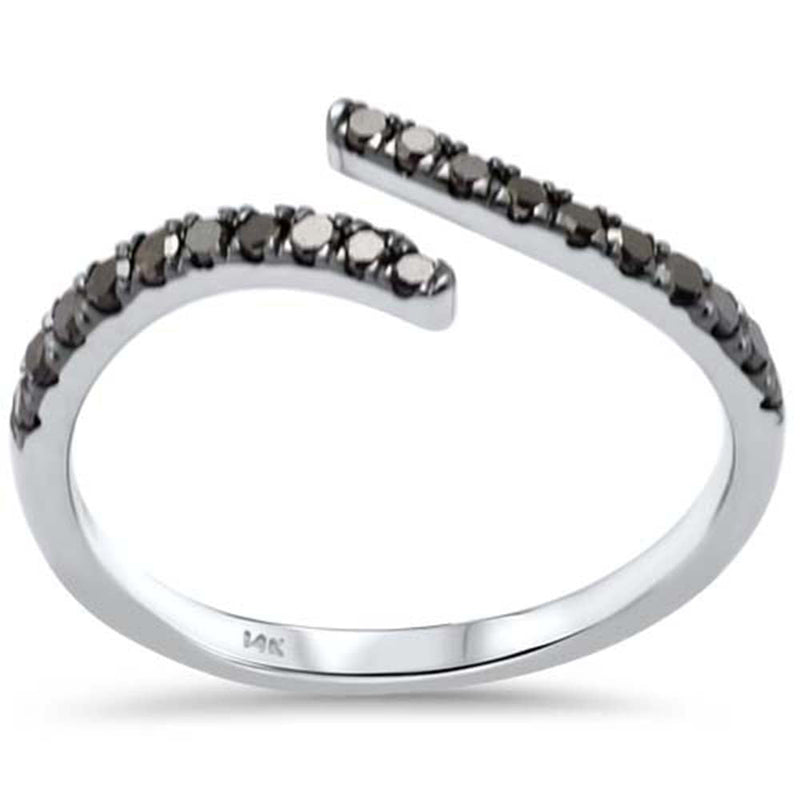 .33ct G SI 14K White Gold Black Diamond Band Ring  Size 7