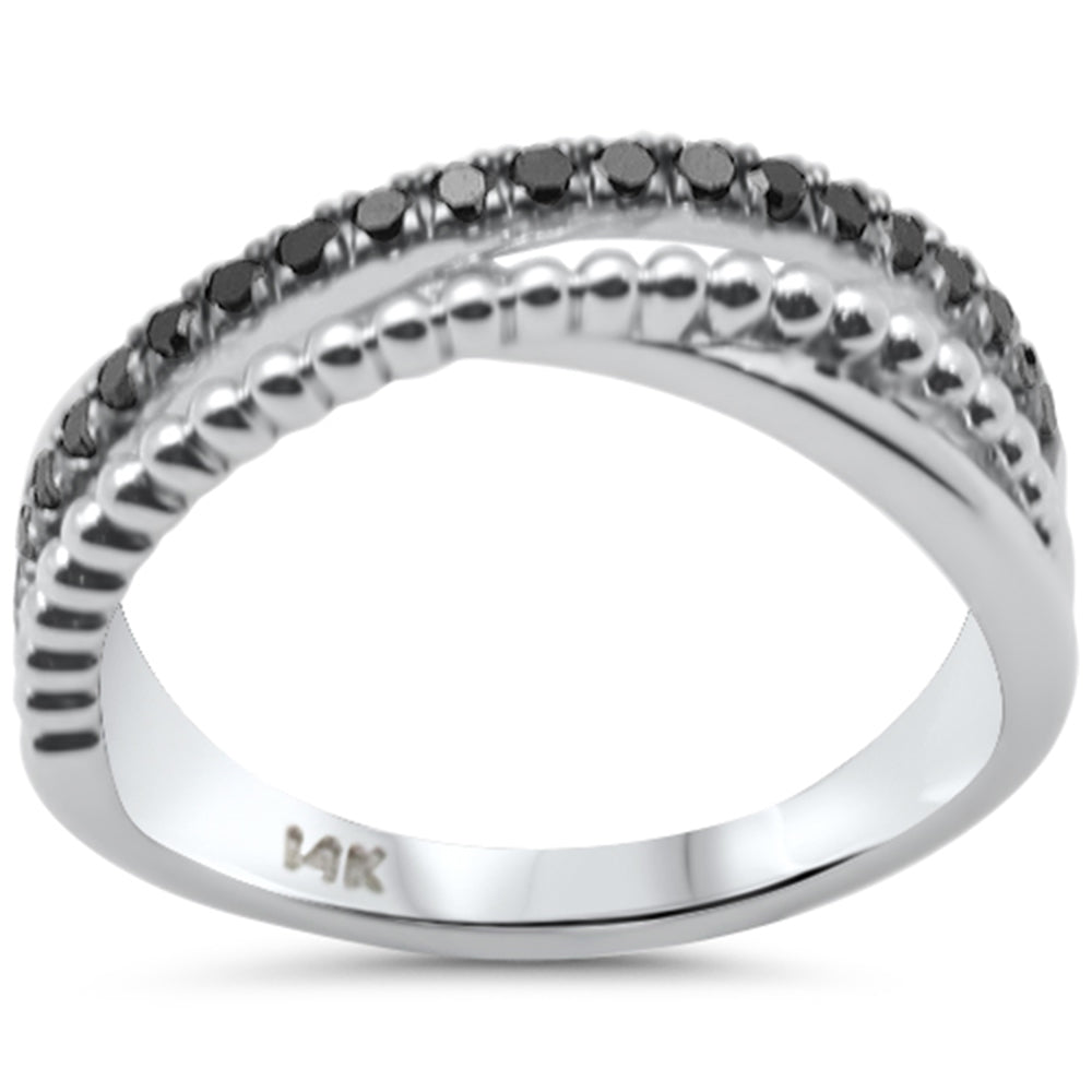 SPECIAL!.30ct G SI 14K White Gold Black Diamond Wrap Around Band Ring  Size 7