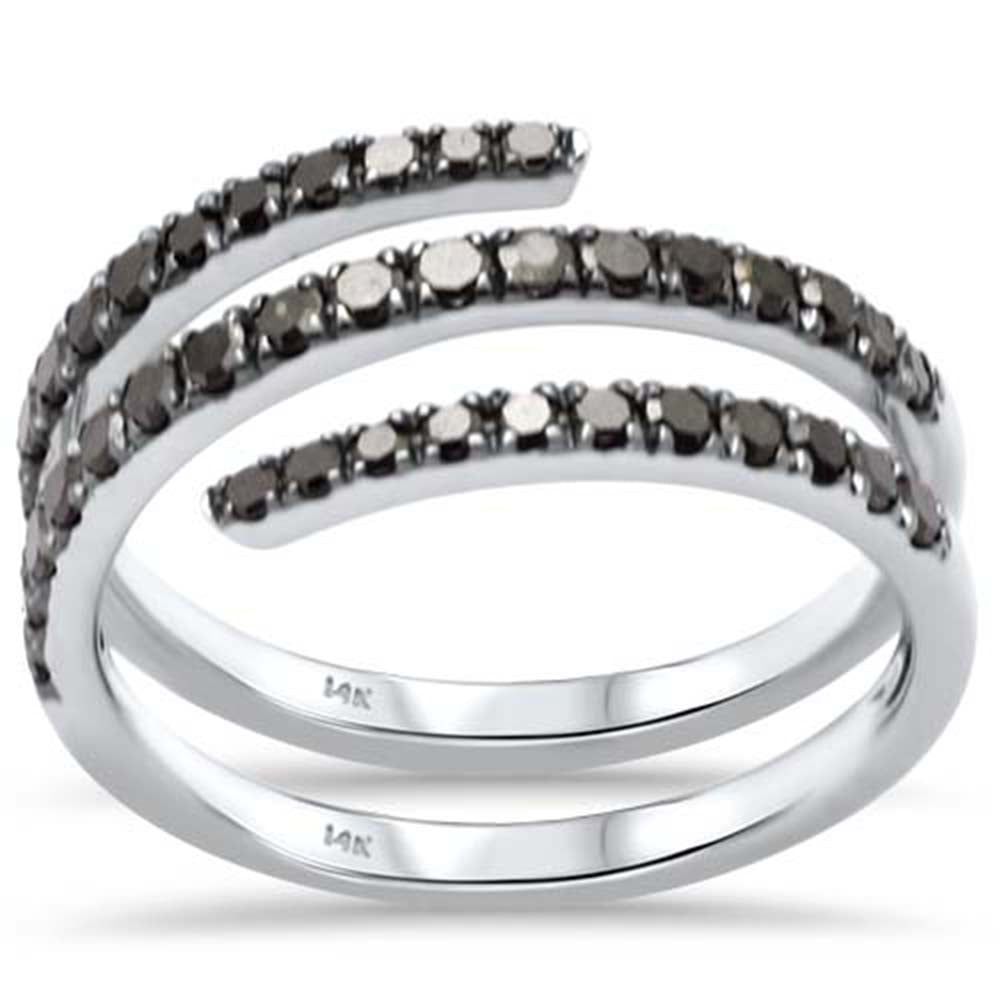 SPECIAL!.68ct G SI 14K White Gold Diamond Black Diamond Wrap Around Band Ring  Size 7