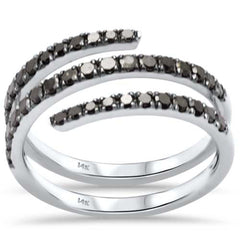 SPECIAL!.68ct G SI 14K White Gold Diamond Black Diamond Wrap Around Band Ring  Size 7
