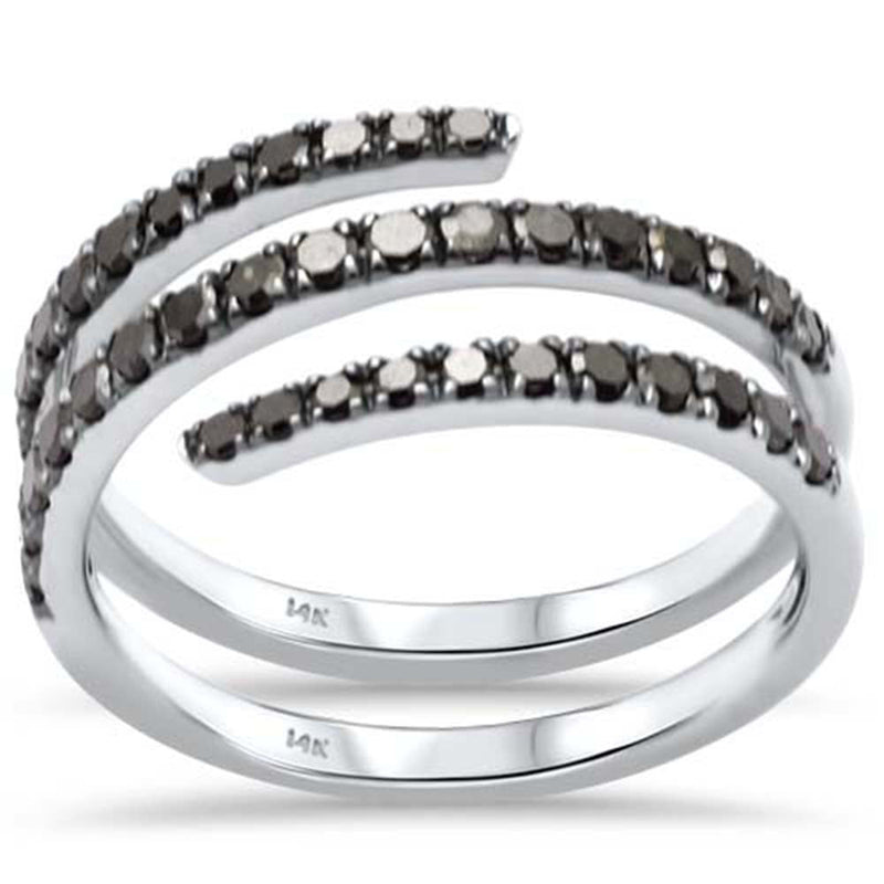 SPECIAL!.68ct G SI 14K White Gold Diamond Black Diamond Wrap Around Band Ring  Size 7