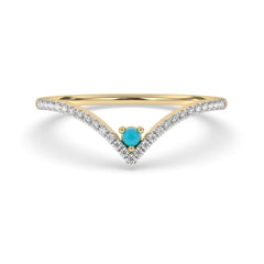 .21ct G SI 14K Yellow Gold Diamond & Turquoise Band Ring