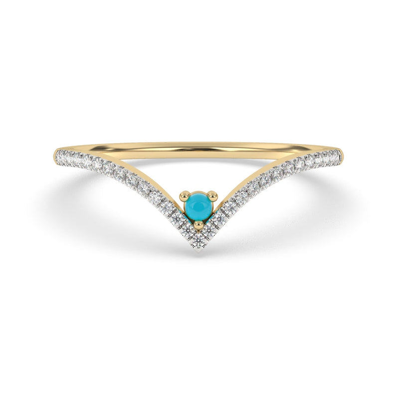 .21ct G SI 14K Yellow Gold Diamond & Turquoise Band Ring