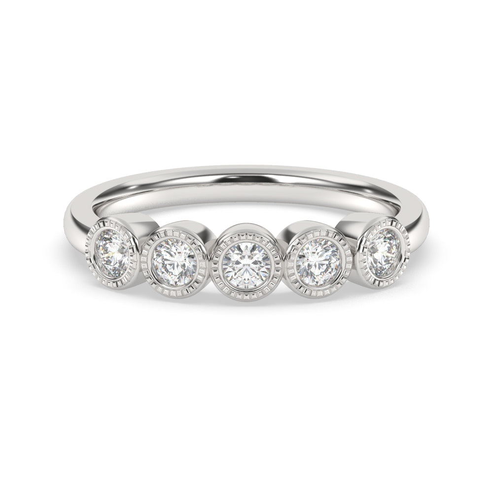 SPECIAL!.50ct G SI 14K White Gold Five Stone Diamond Band Ring Size 7