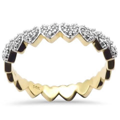 SPECIAL! .16ct G SI 14K Yellow Gold Heart Shape Diamond Band Ring  Size 6.5