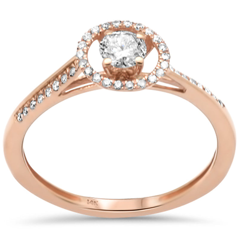 SPECIAL!.36ct G SI 14K Rose Gold Diamond Halo Engagement Ring  Size 6.5