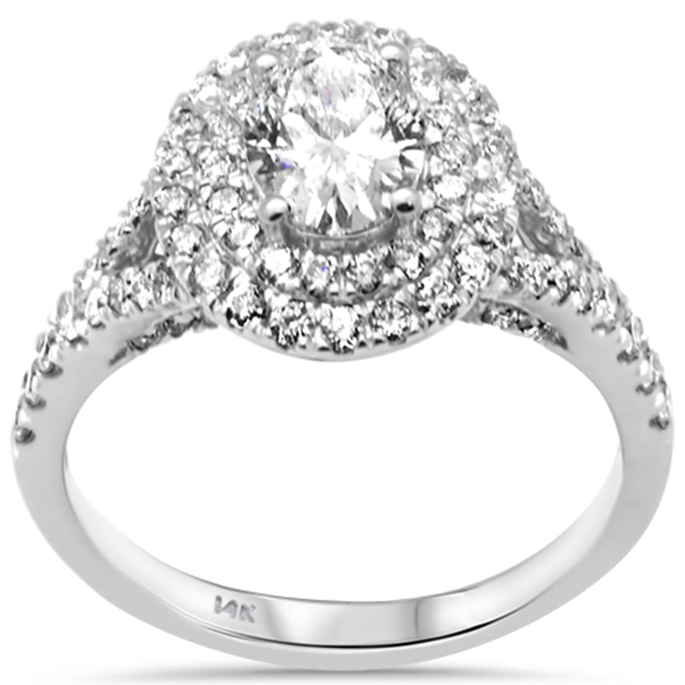 SPECIAL!1.87ct G SI 14K White Gold Double Halo Oval Shape Diamond Engagement Ring  Size 6.5