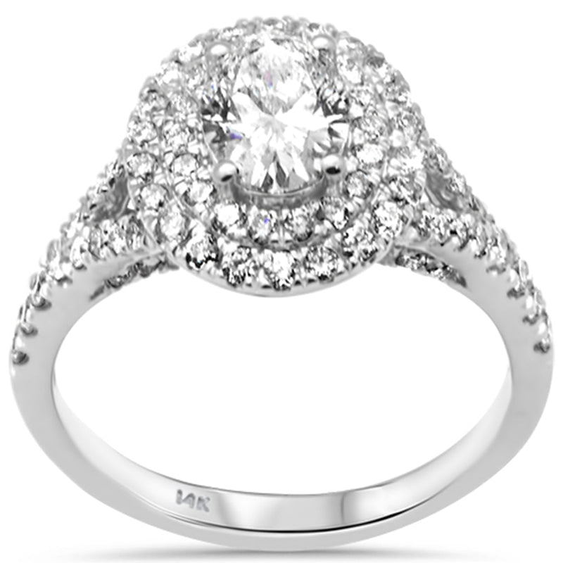 SPECIAL!1.87ct G SI 14K White Gold Double Halo Oval Shape Diamond Engagement Ring  Size 6.5